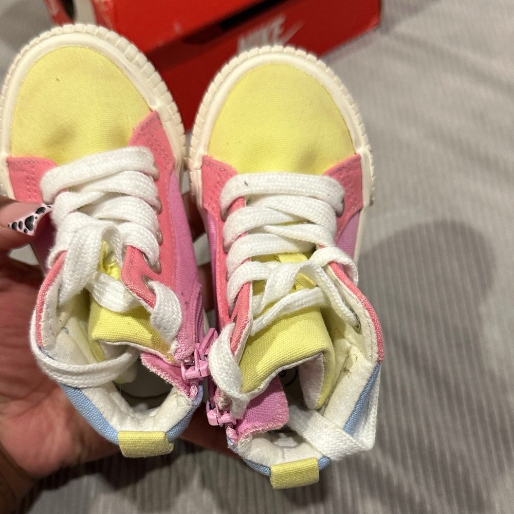 Cat & Jack Pink and Yellow Kids High-Top Sneakers